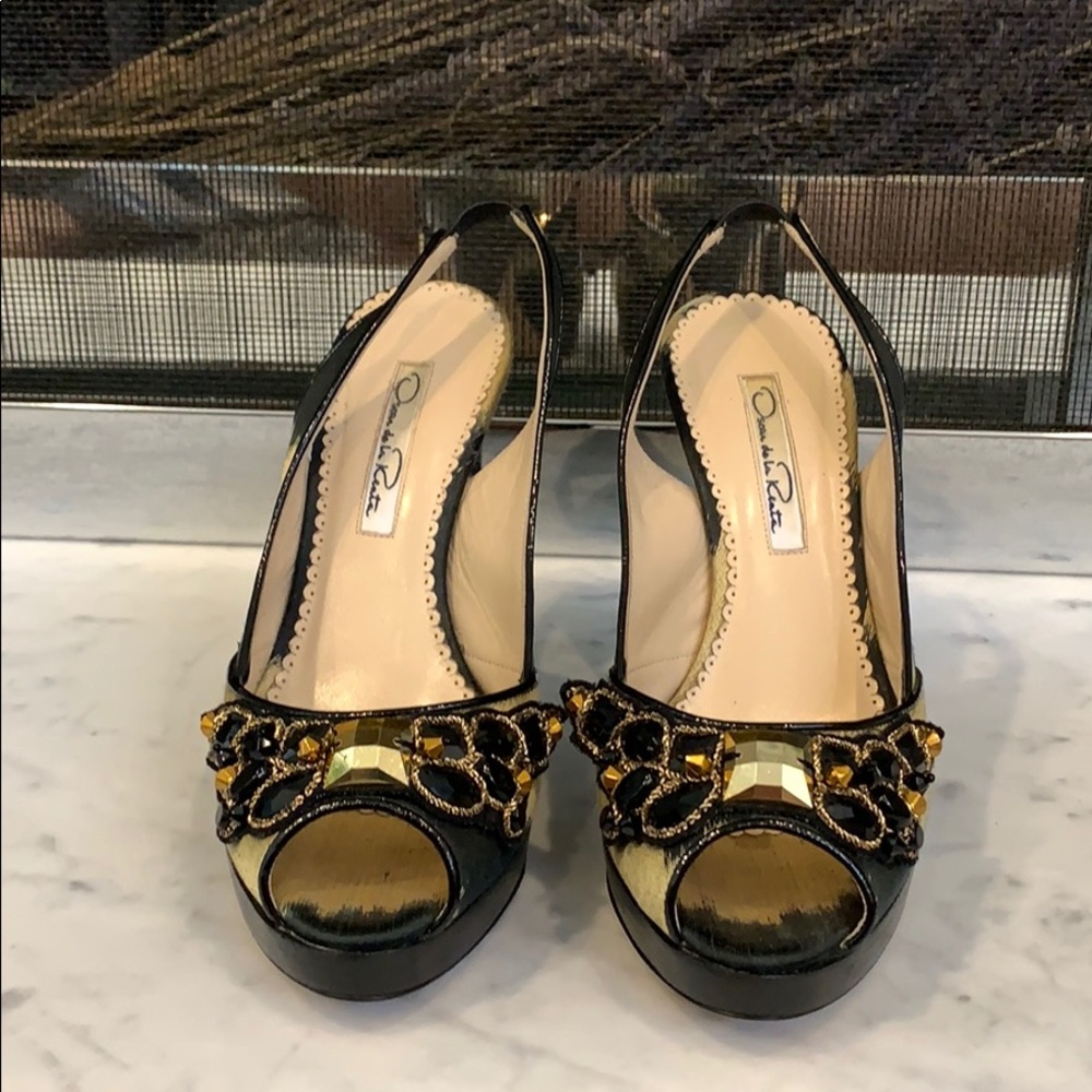 Black and Gold Oscar de la Renta size 35.5